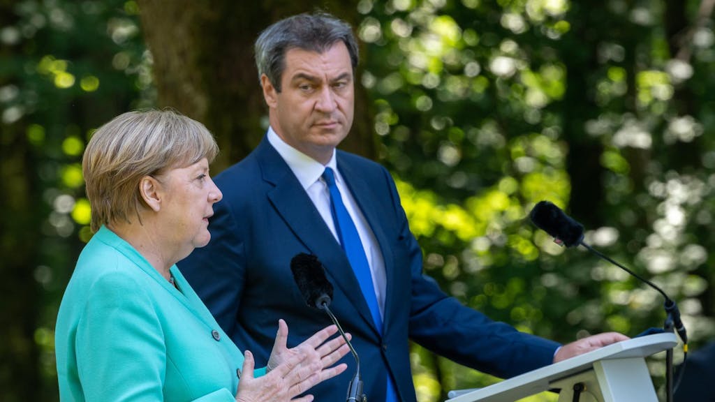 Angela Merkel und Markus Söder bei einem Pressestatement