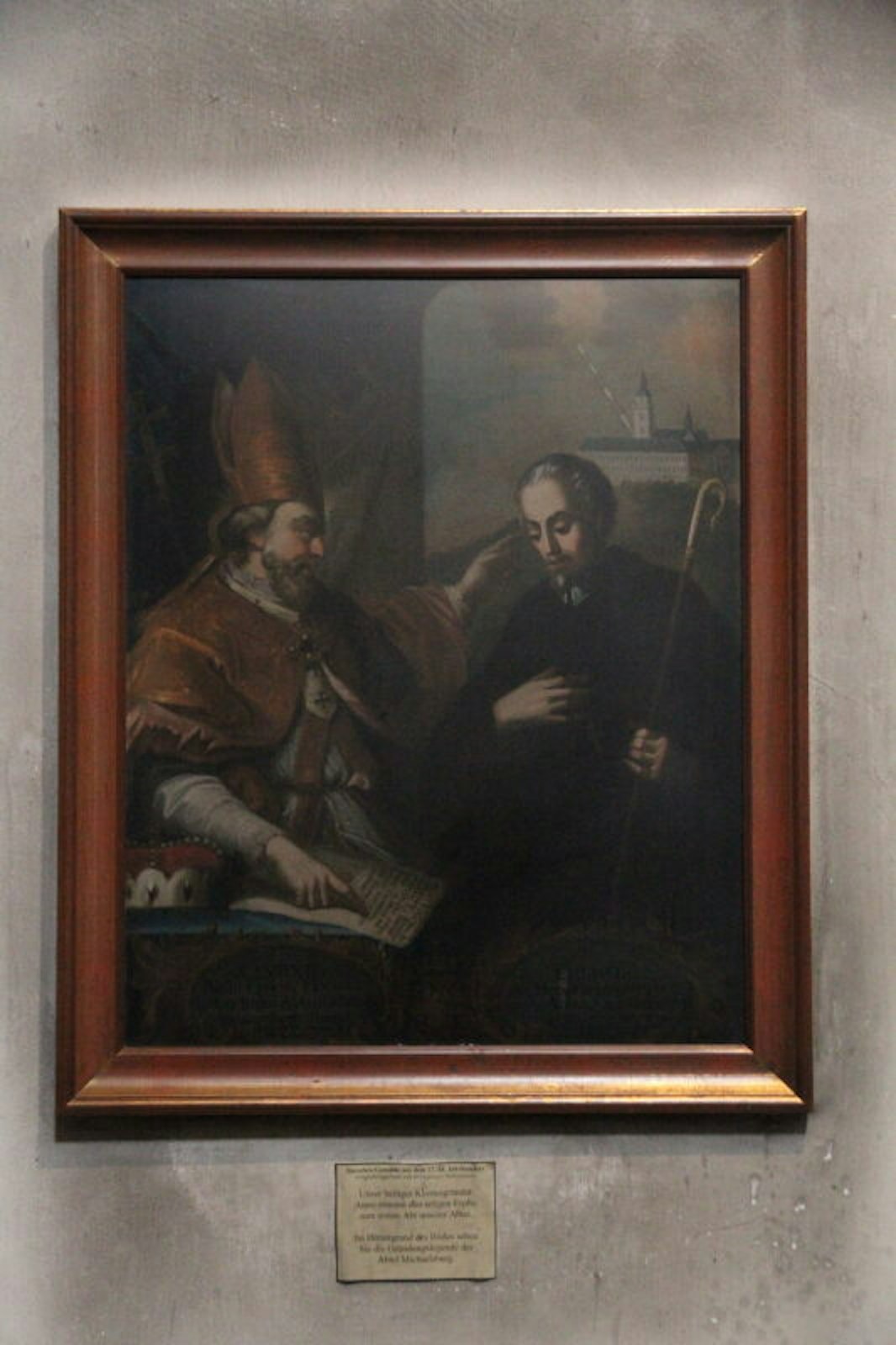 Ein Gemälde aus der Barockzeit mit Erzbischof Anno und dem ersten Abt Erpho von Siegburg.