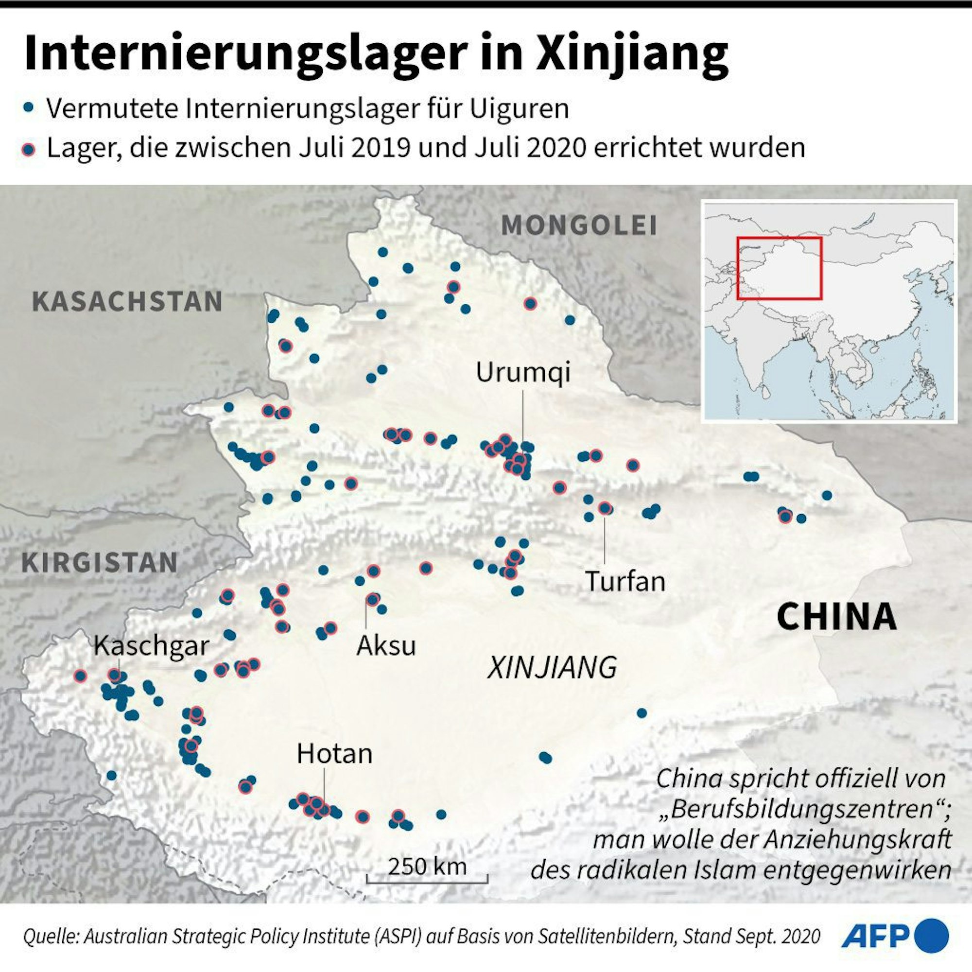 Uiguren Internierungslager Karte afp