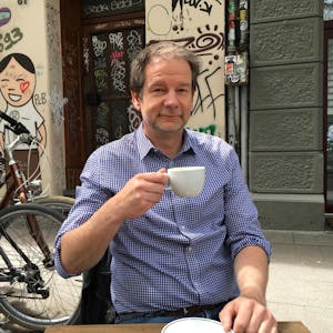 Carsten Fuchs beim Gespräch im Belgischen Viertel