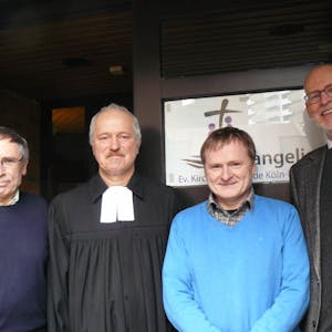 Erwin Wittenberg (v.l.), Bernhard Ottinger-Kasper, Guido Steffen und Wilfried Seeger von der evangelischen Gemeinde im Stadtbezirk Chorweiler