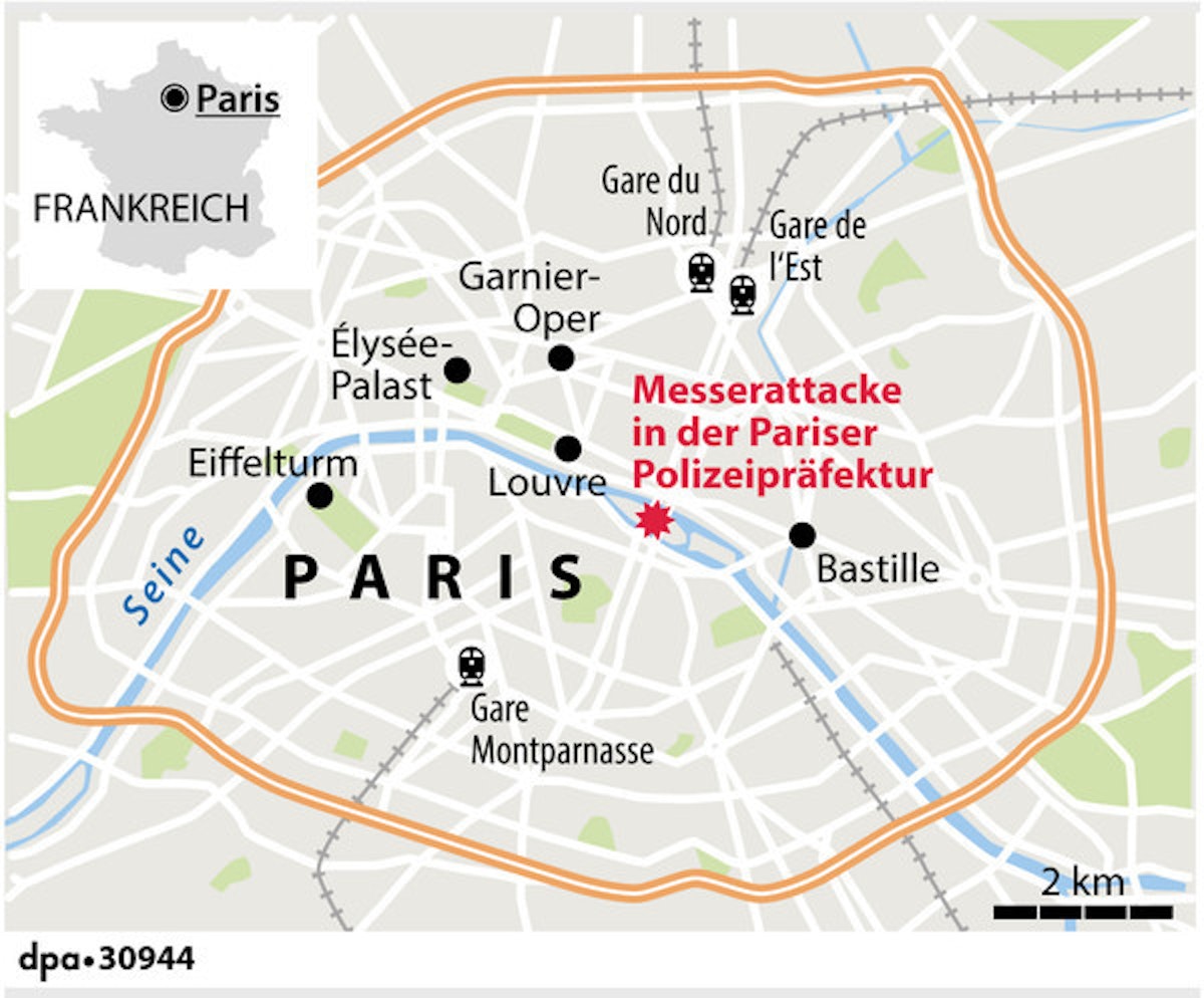 Karte Paris Messerangriff