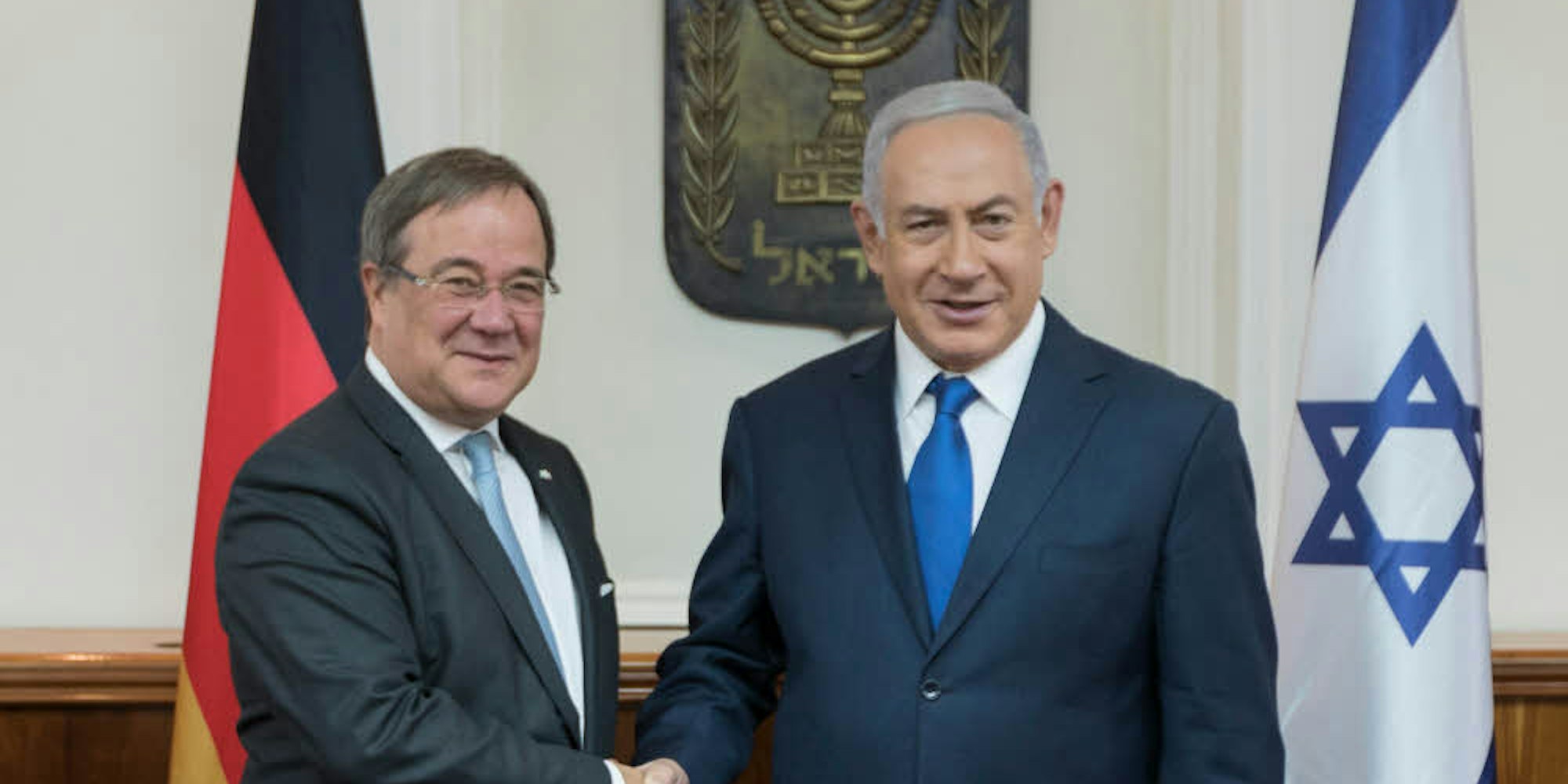 NRW-Ministerpräsident Armin Laschet (l.) und Israels Premier Netanjahu wollen die Beziehungen ausbauen.