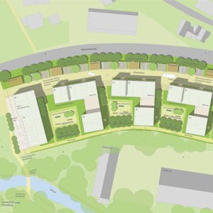 Die Pläne für den Wohnpark, die jetzt vorgestellt wurden, sehen auch Gastronomie und Gewerbe vor.