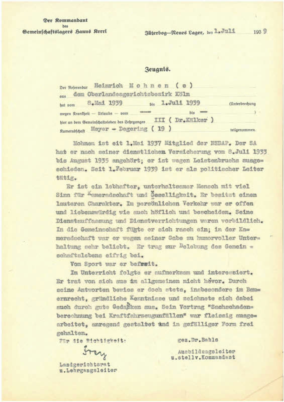 Dokumenmte aus der NS-Zeit