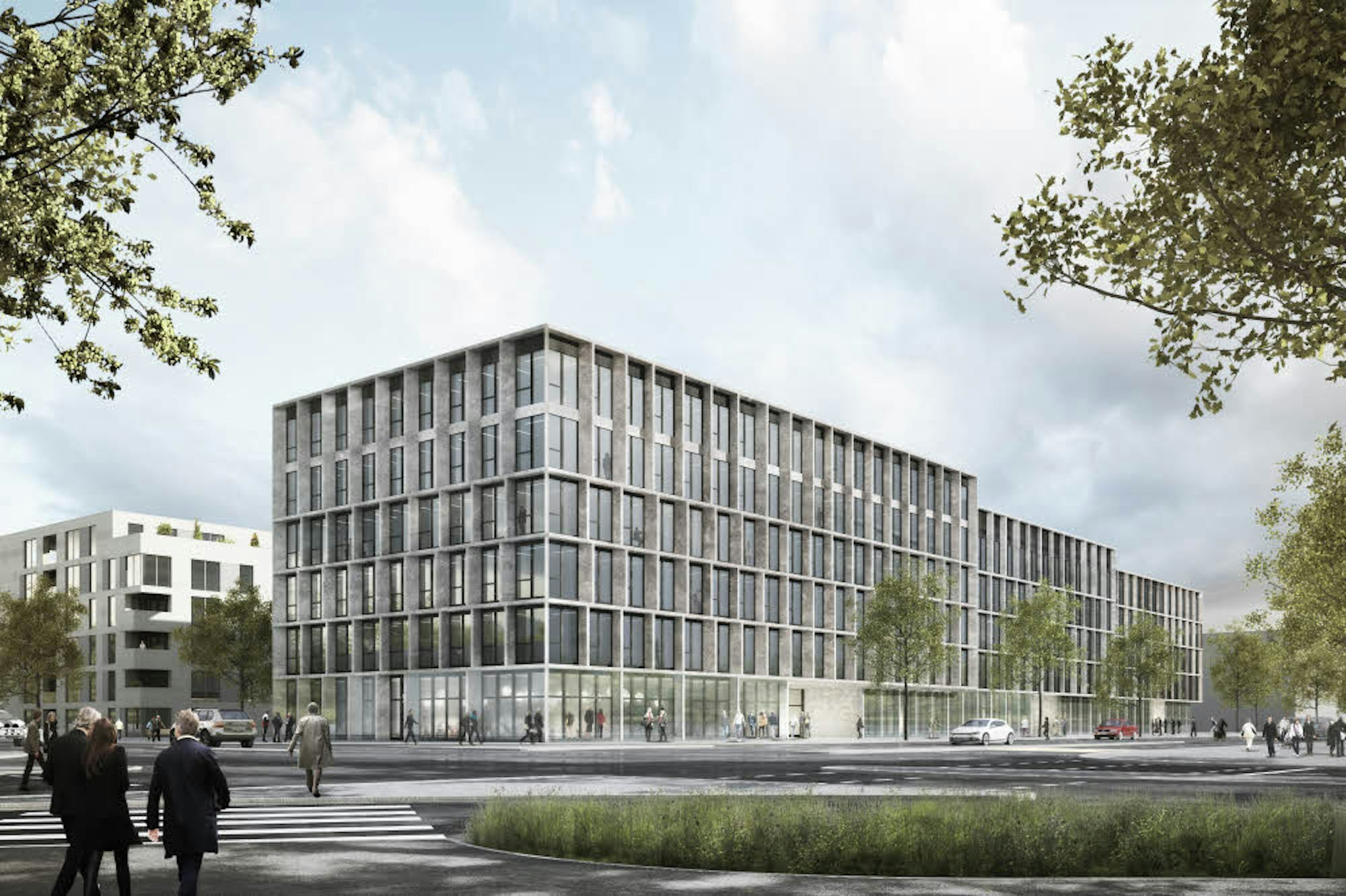 Die Fassade der künftigen Hauptzentrale der GAG wird aus Naturstein und Glas konstruiert.