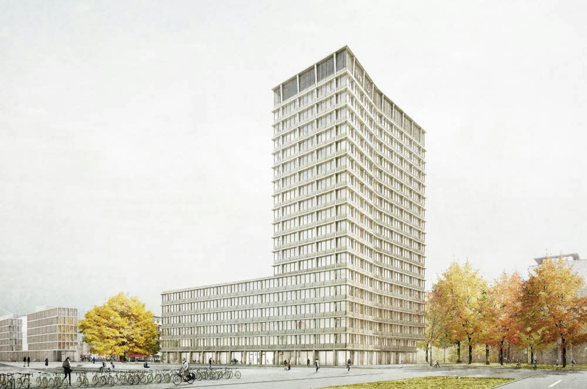 Das drittplatzierte Büro Barkow Leibinger lässt die Kanten verspringen lässt, damit das Gebäude schmaler wirkt.