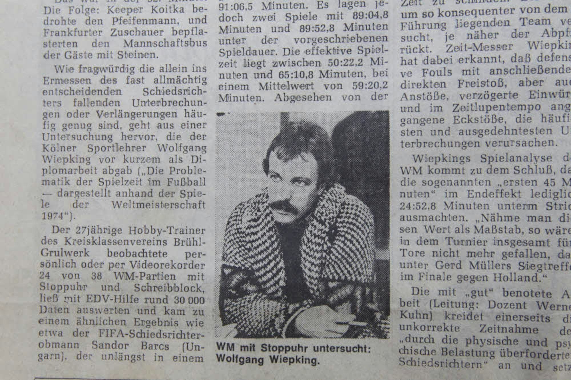 Wolfgang Wiepking in einem Zeitungsartikel von 1976