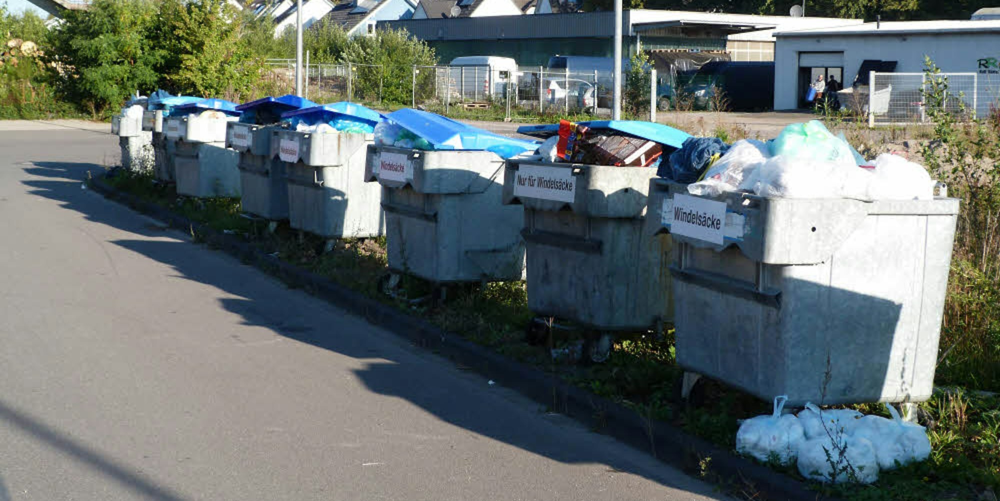 Schandfleck: Die frei zugänglichen Müllcontainer vor dem Bauhof sollen verschwinden. Wipperfürther Bürger sollen künftig zu bestimmten Zeiten dreckige Windeln im Bauhof entsorgen können.