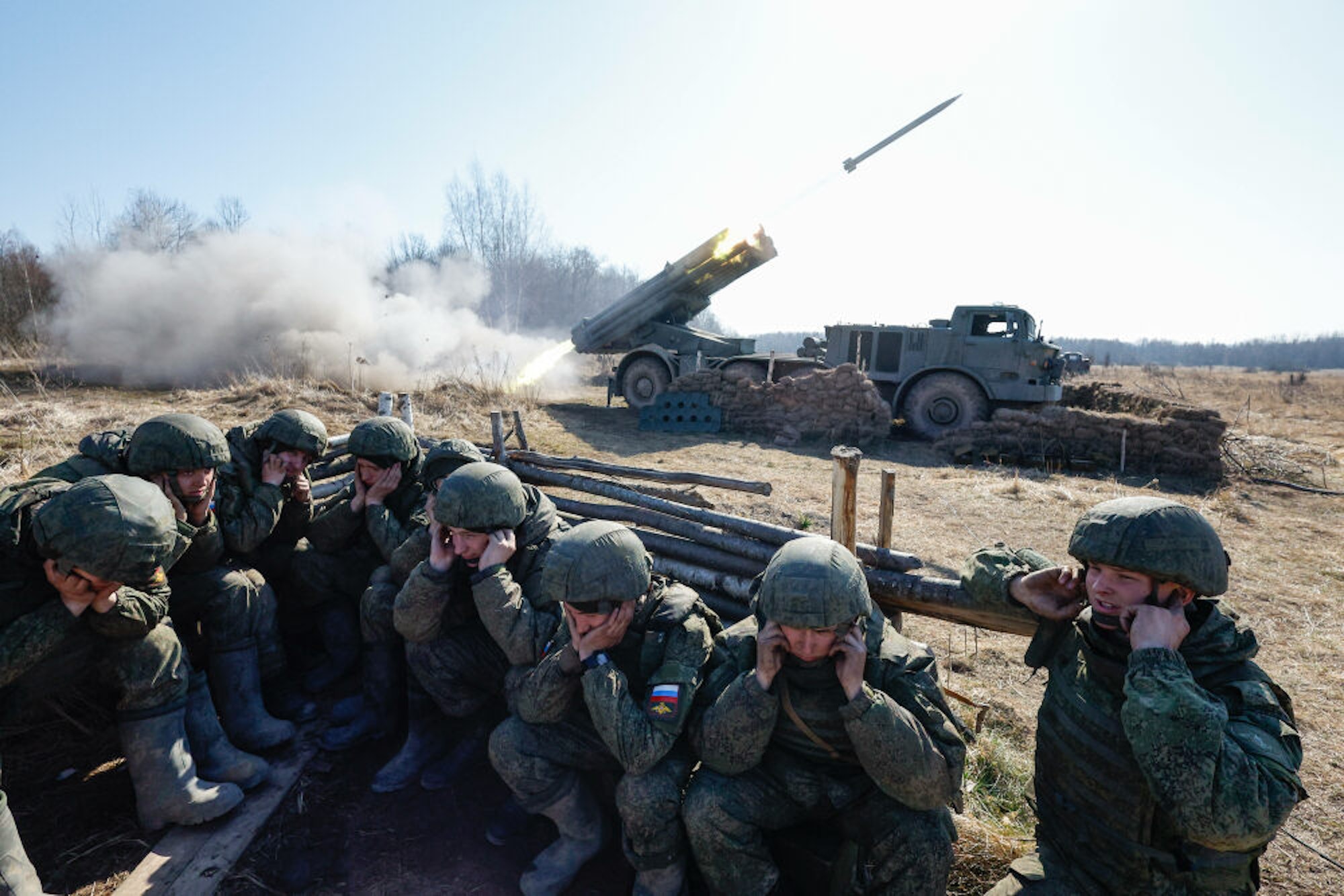 Drohgebärde während des Ukraine-Kriegs: russische Soldaten vor wenigen Tagen beim Manöver in Kaliningrad. 