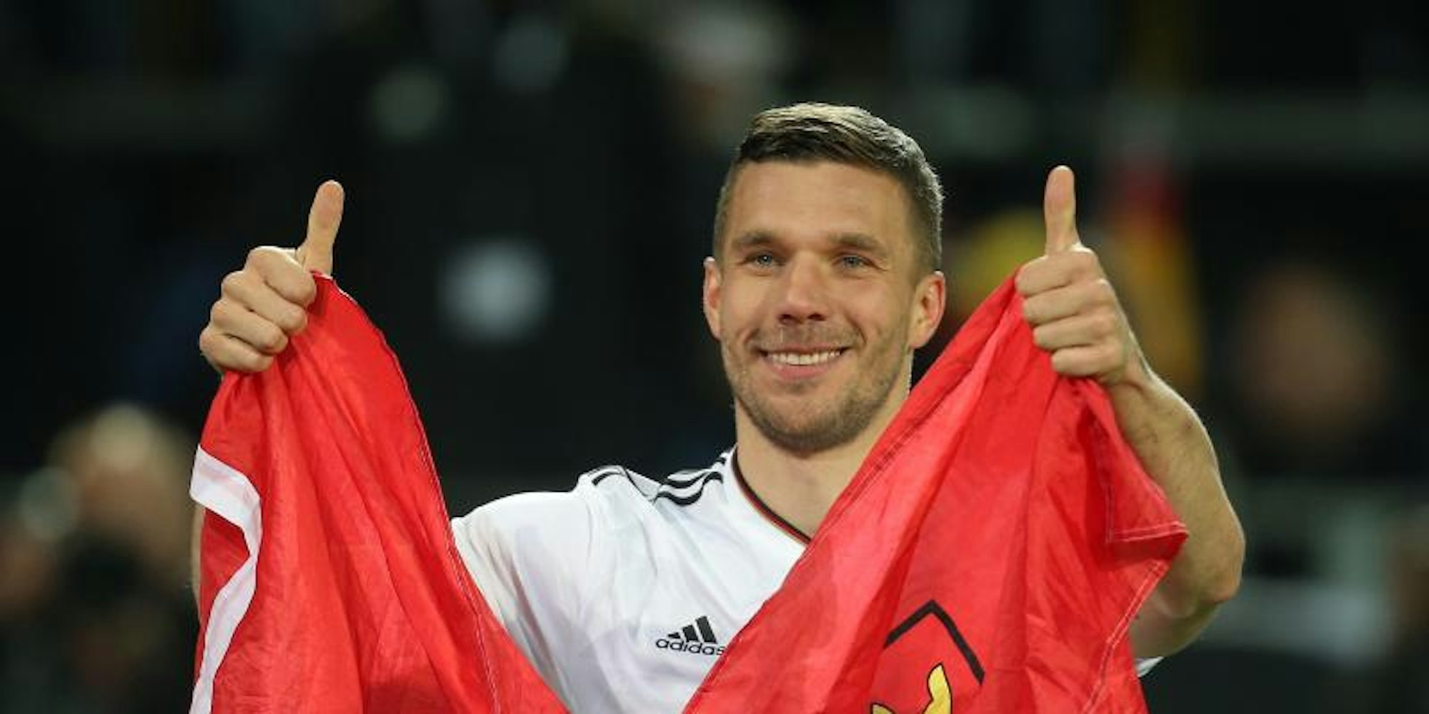 Lukas Podolski bei seinem letzten Länderspiel für Deutschland. 