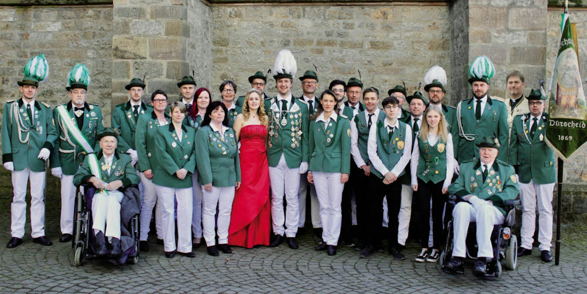 Die Mitglieder der St. Sebastianus Schützenbruderschaft Dürscheid im Festjahr 2019.