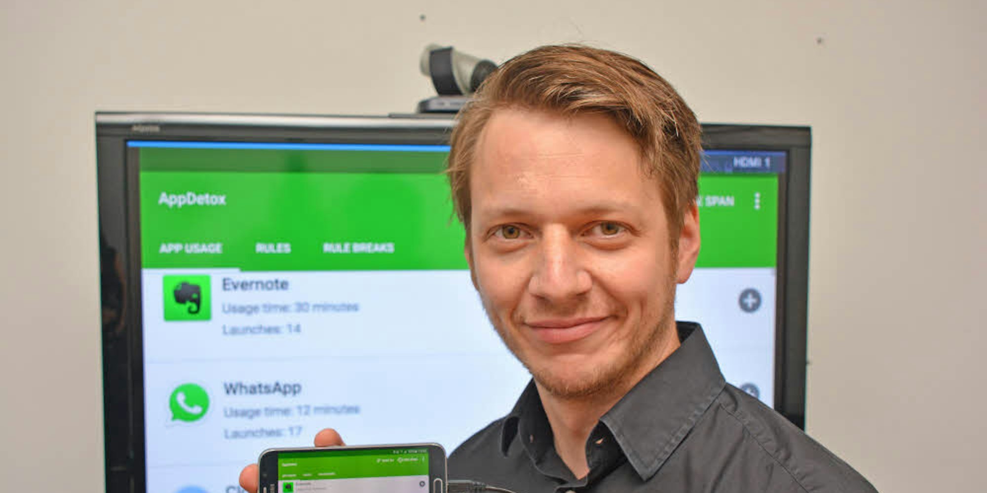 Prof. Dr. Matthias Böhmer (35) forscht unter anderem zur Informatisierung unseres Alltags. Seine kostenlose Applikation „AppDetox“ wird kontinuierlich weiterentwickelt.