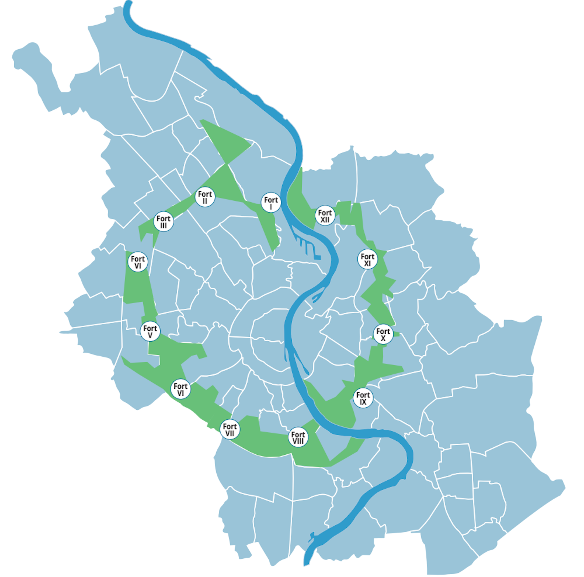 Der Kölner Grüngürtel in der Stadt-Ansicht