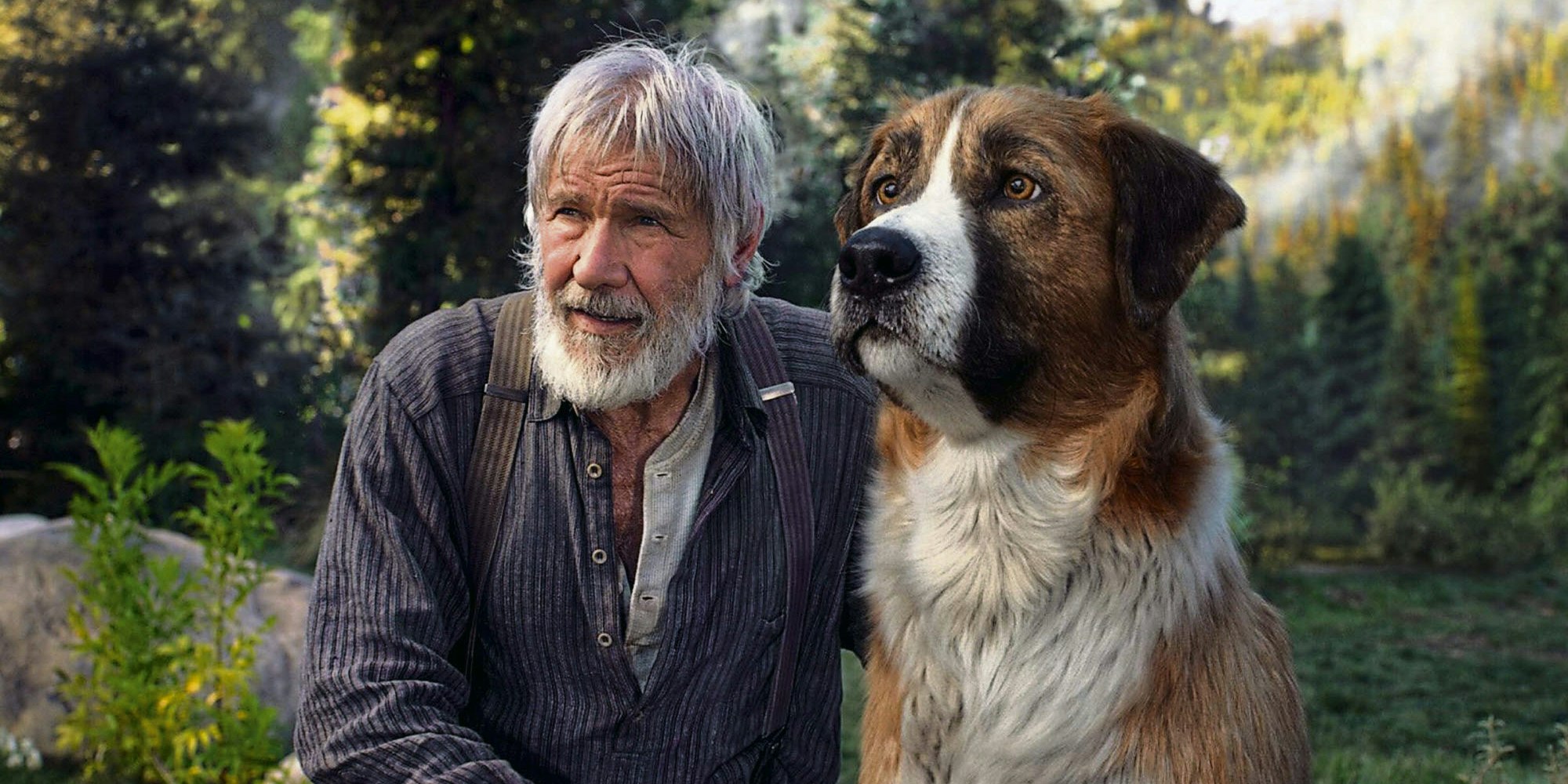Harrison Ford mit seinem Filmpartner Buck, der komplett im Computer generiert wurde