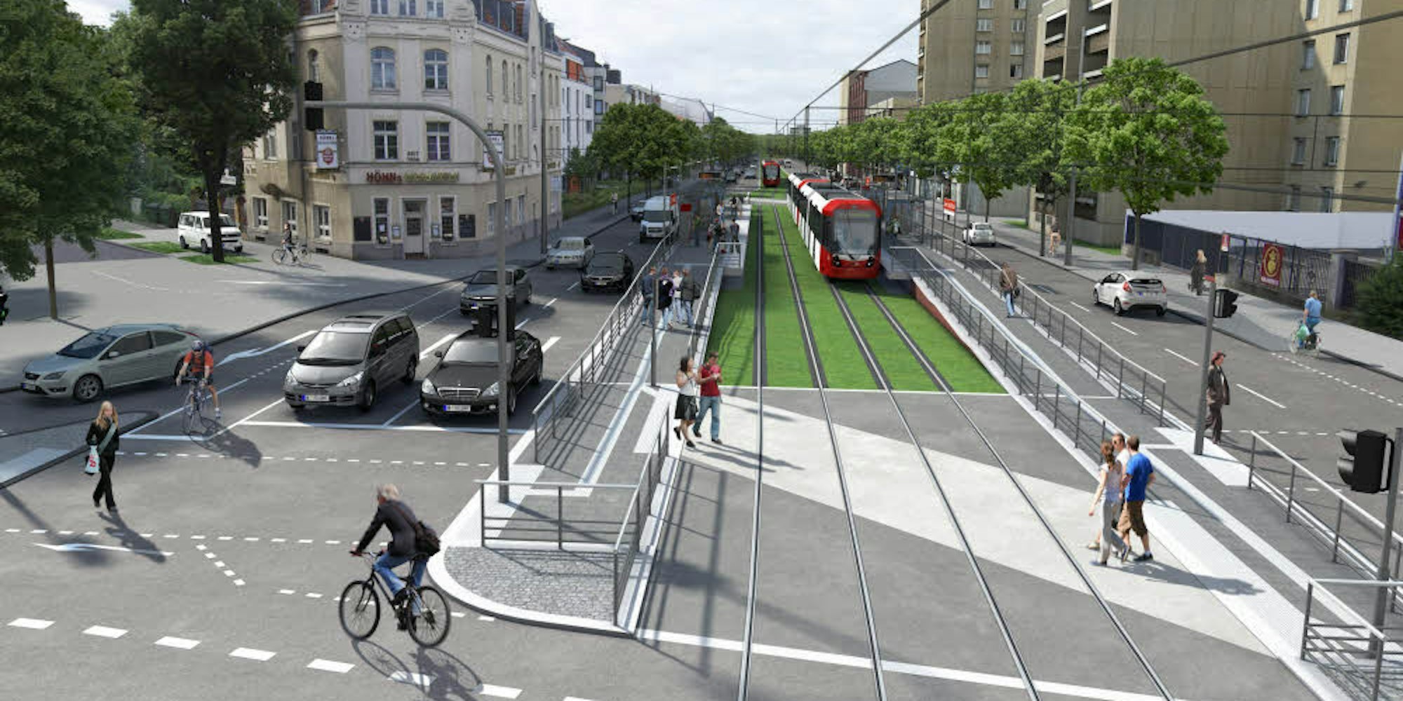 So soll die Bonner Straße künftig nach dem Willen von Stadt und KVB aussehen.