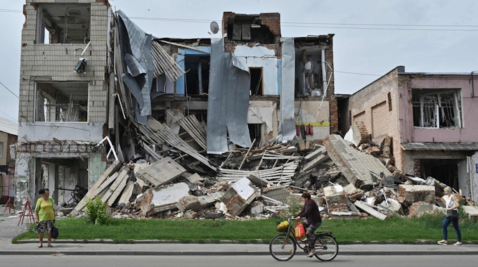 Zerstörung Ukraine Okhtyrka