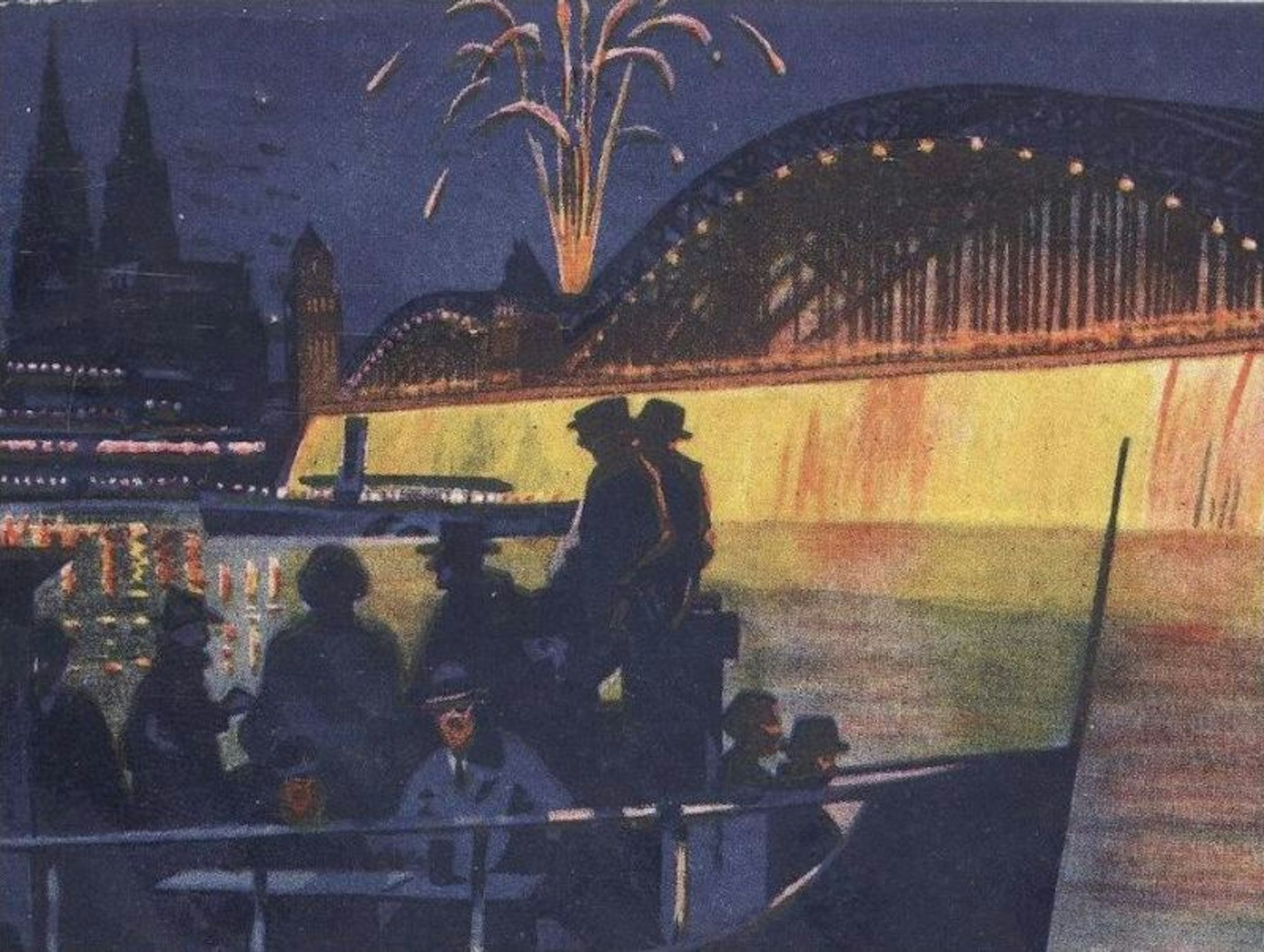 ALTE-POSTKARTKöln Feuerwerk 1914
