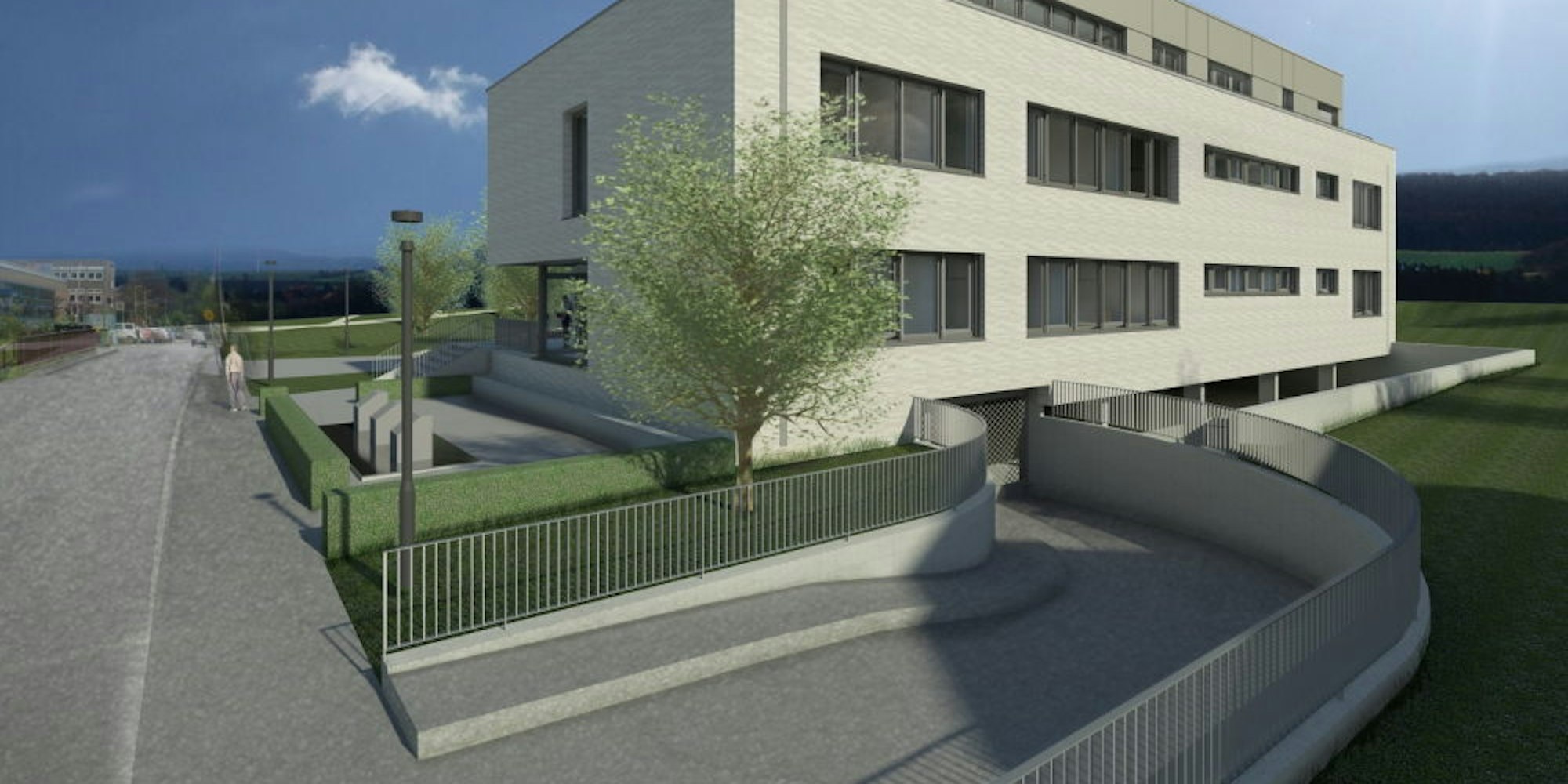 So stellen sich die Planer das neue Jugendhilfezentrum des Rhein-Sieg-Kreises mit Erziehungsberatungsstelle vor, das in Eitorf gebaut wird.