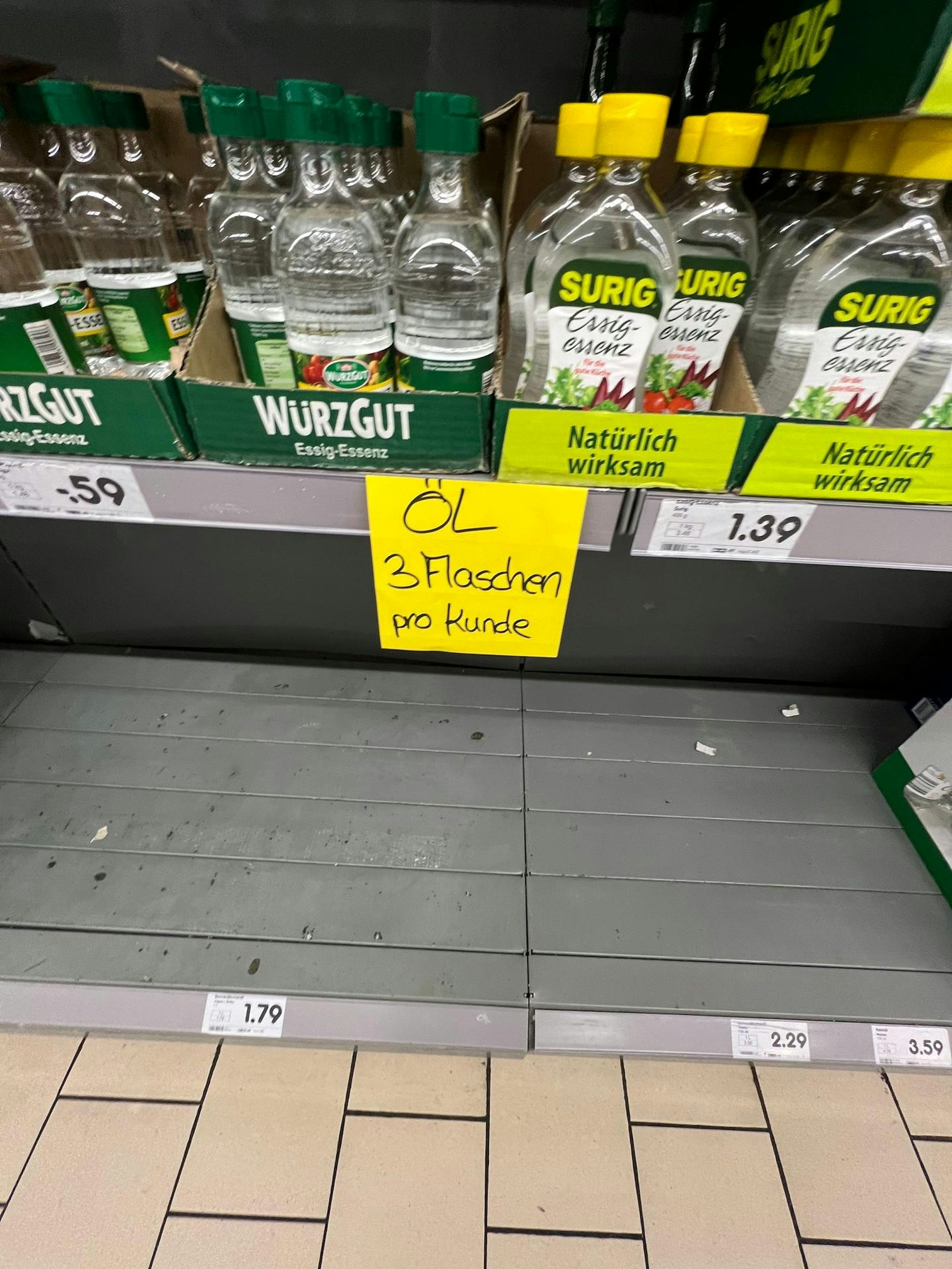 Supermarkt Öl Schild