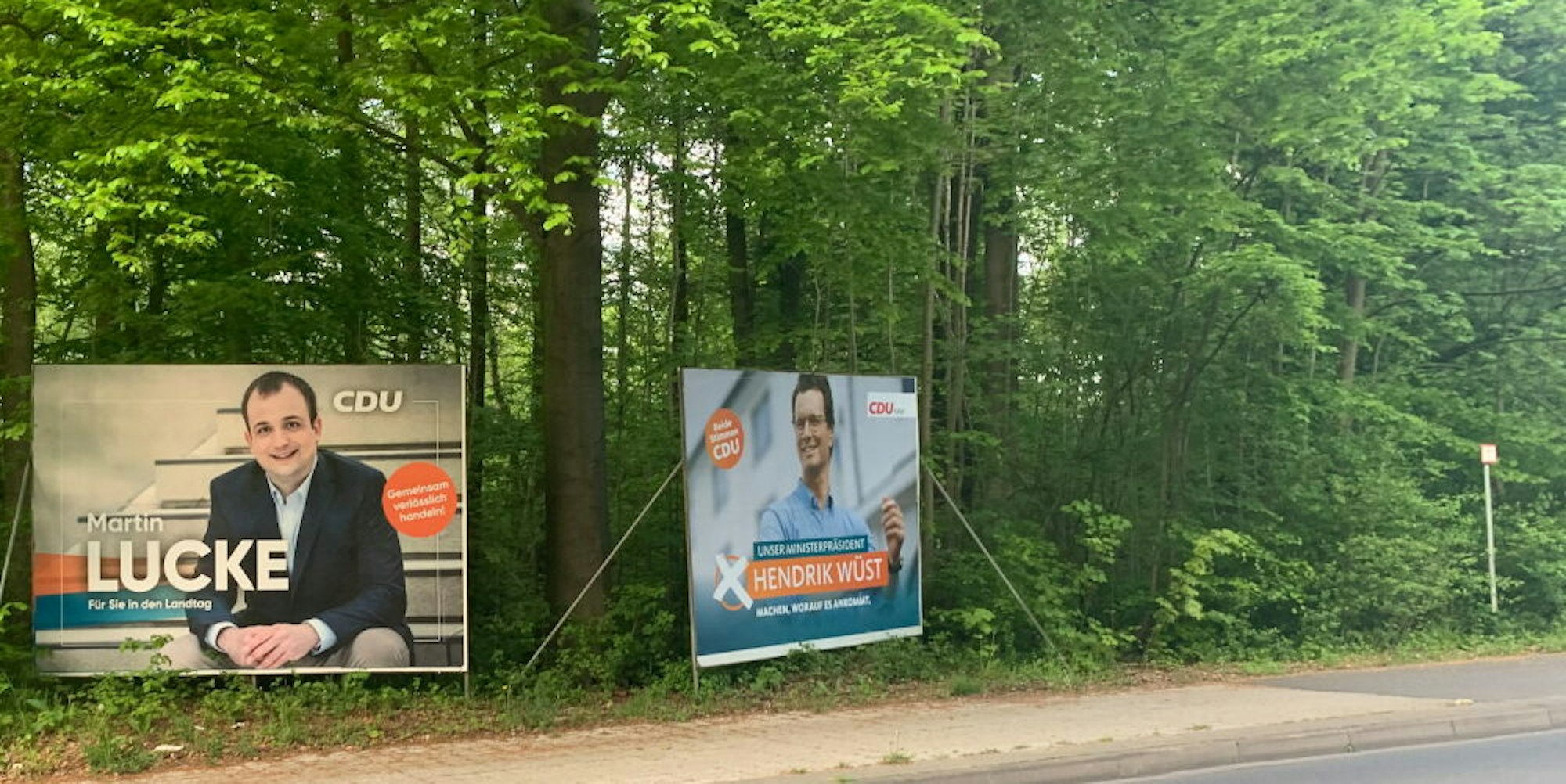 Großplakate für die Landtagswahl im Naturschutzgebiet der Grube Cox unweit vom Kreishaus kritisiert der Kreisvorsitzende der Linken. CDU und Grüne räumen Fehler ein.