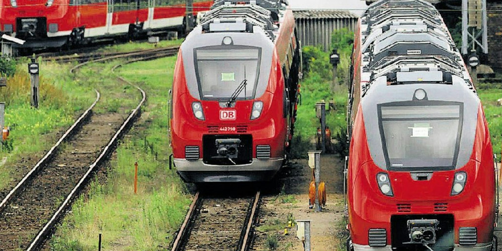 Über 80 brandneue „Talent 2“-Züge vergammeln ungefahren auf dem Rangierbahnhof Elstal.